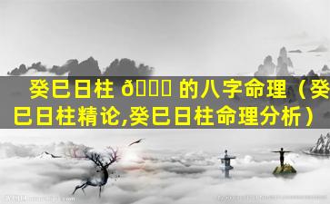 癸巳日柱 🐒 的八字命理（癸巳日柱精论,癸巳日柱命理分析）